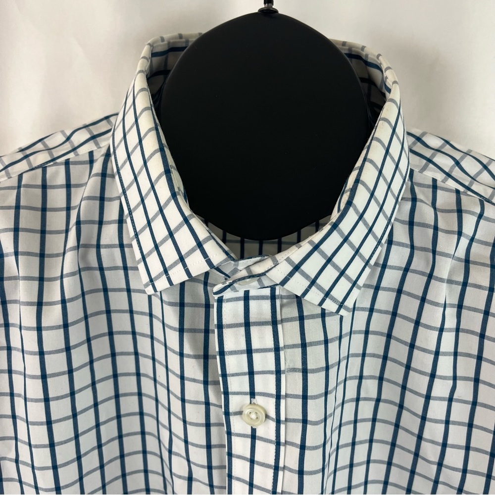80’s two ply Blue and White Plaid button Down Thompson Shirtings J. Crew XLT - Picture 5 of 11
